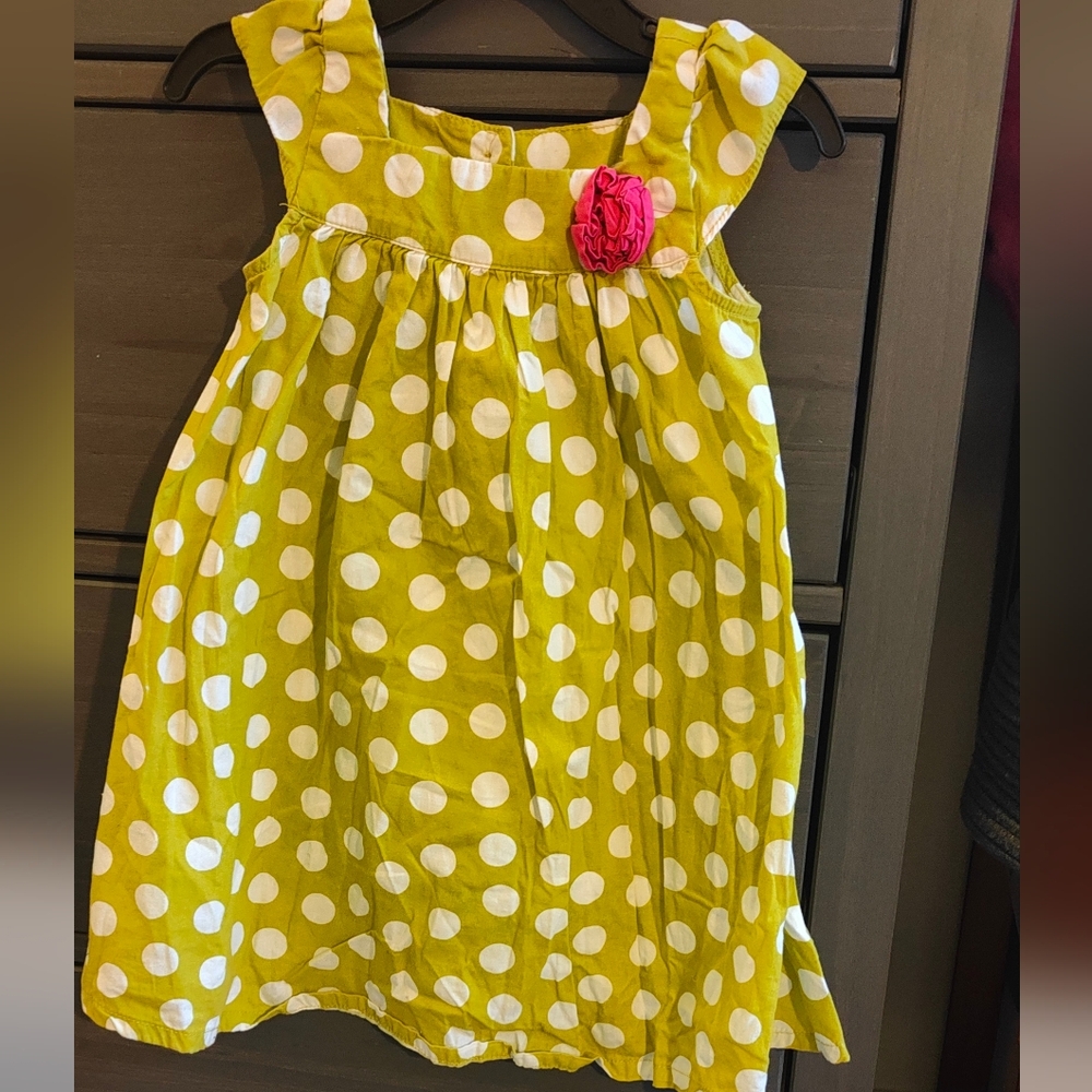 Cherokee Yellow and White Polka Dot Kids Dress